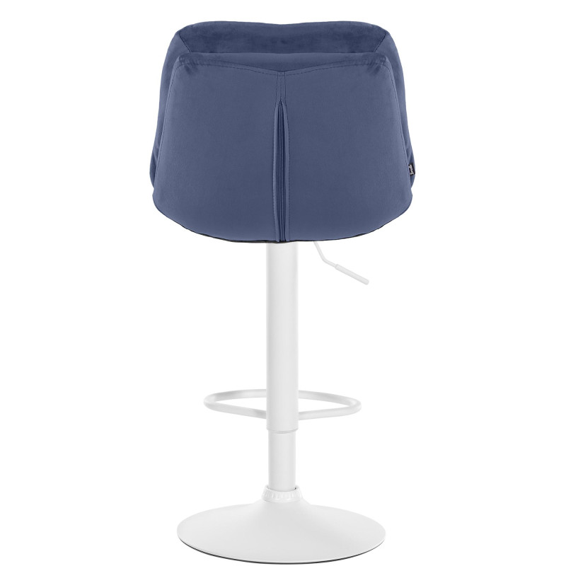 Tabouret de bar en velours Laurel, blanc bleu