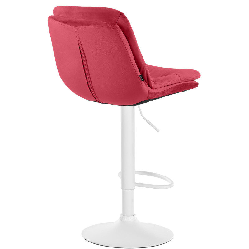 Tabouret de bar en velours Laurel, blanc/rouge