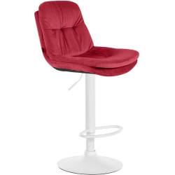 Tabouret de bar en velours Laurel, blanc rouge
