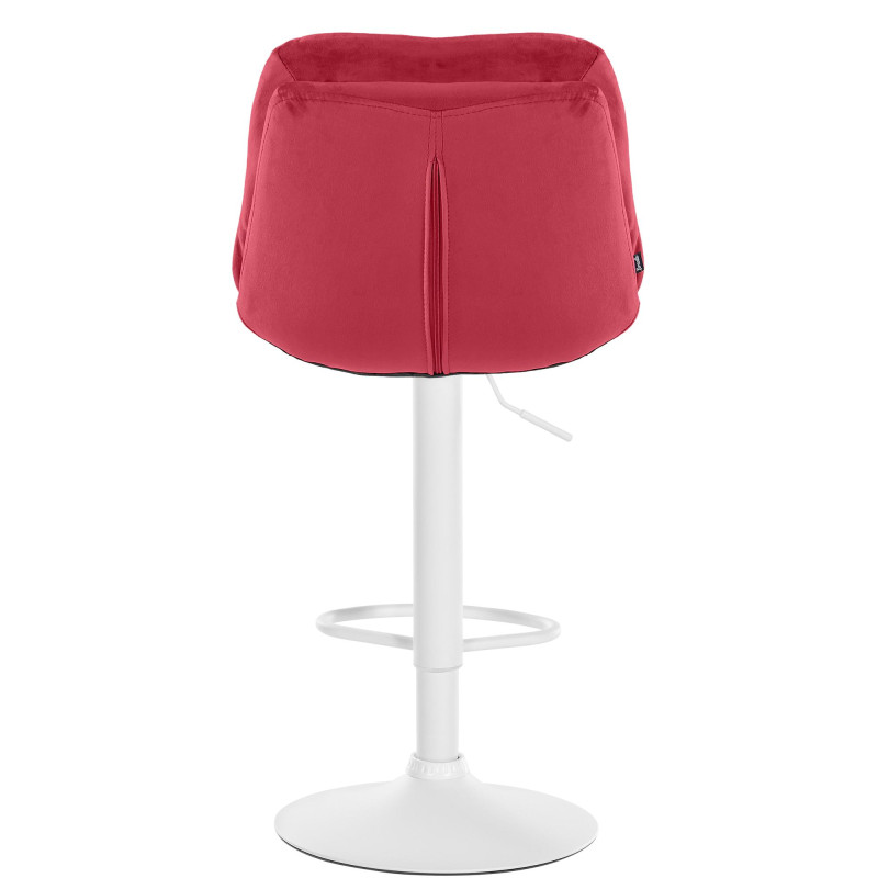 Tabouret de bar en velours Laurel, blanc/rouge