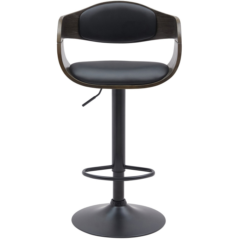 Ensemble de 2 tabourets de bar Kingston B en similicuir noir/gris