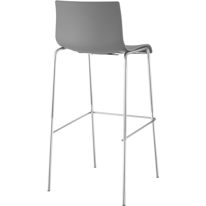 Lot de 2 tabourets de bar Hoover en plastique, structure à 4 pieds, gris chrome