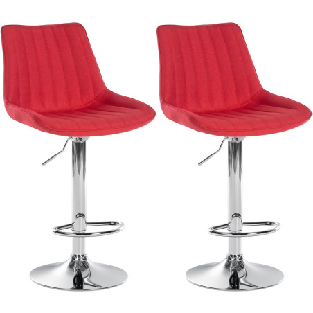 Ensemble de 2 tabourets de bar Toni, tissu, chrome rouge