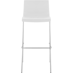 Lot de 2 tabourets de bar Hoover, en plastique, structure à 4 pieds, chromés blanc