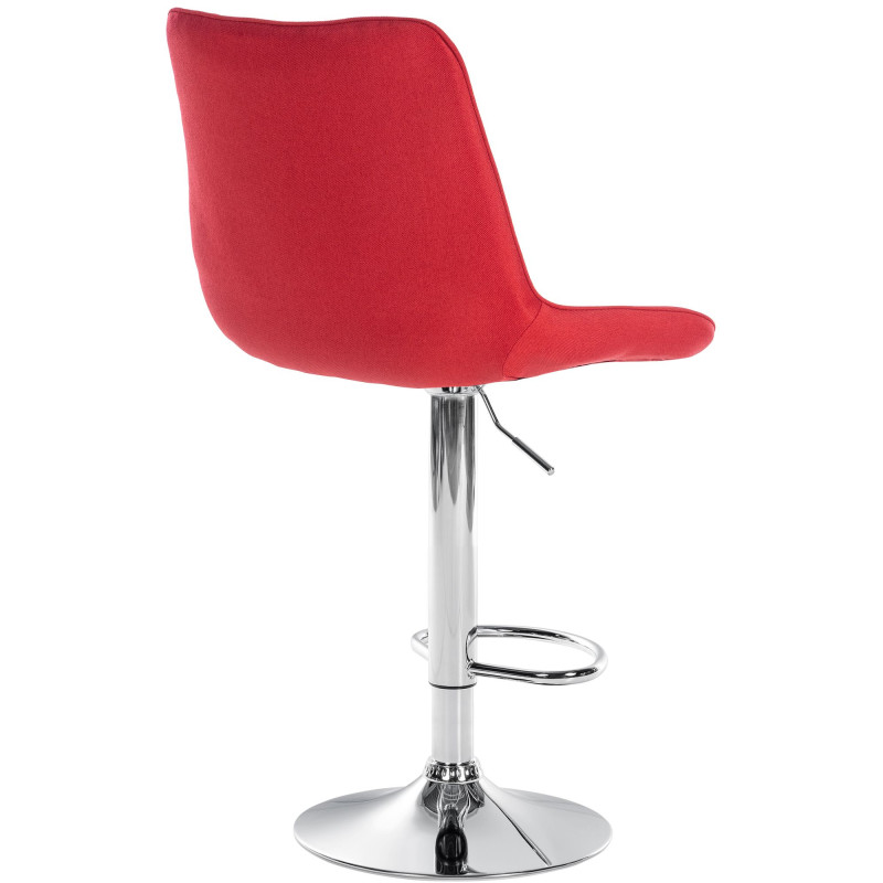 Ensemble de 2 tabourets de bar Toni, tissu, chrome rouge