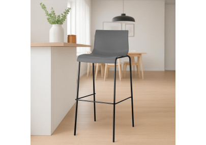 Lot de 2 tabourets de bar Hoover, en plastique, structure à 4 pieds, noir/gris