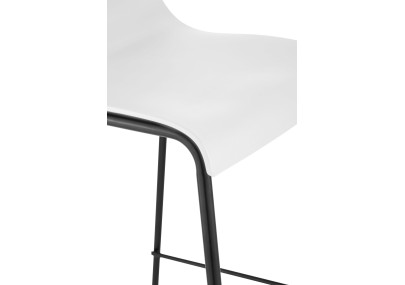 Lot de 2 tabourets de bar Hoover, en plastique, à 4 pieds, noir et blanc.