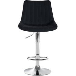 Ensemble de 2 tabourets de bar Toni, tissu, chrome, noir
