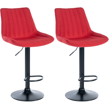 Ensemble de 2 tabourets de bar Toni, tissu noir rouge