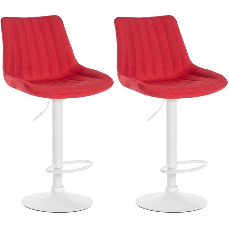 Ensemble de 2 tabourets de bar Toni, en tissu, blanc/rouge