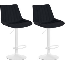 Ensemble de 2 tabourets de bar Toni, tissu blanc noir