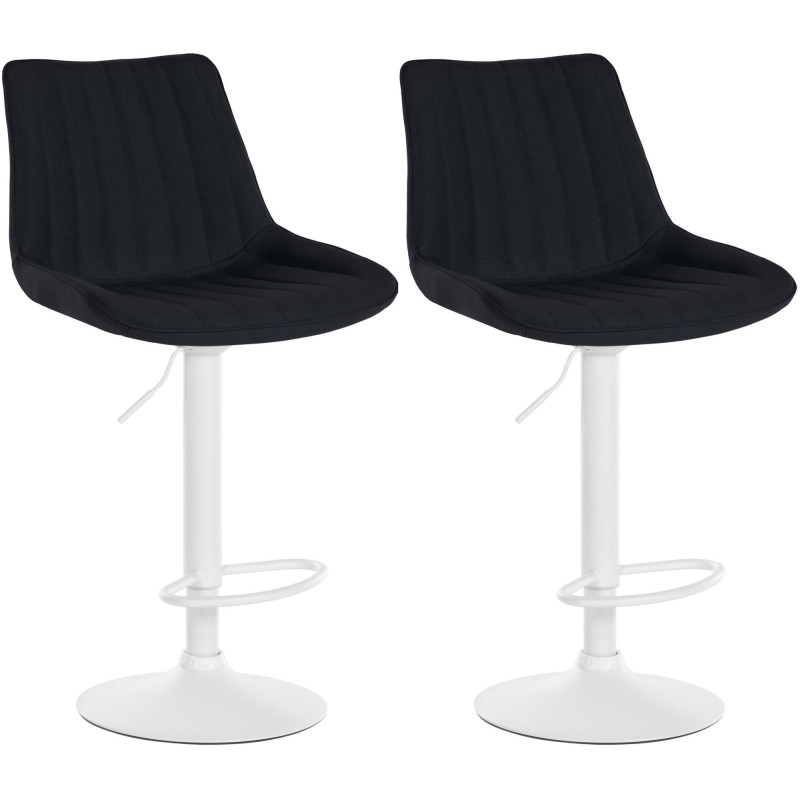 Lot de 2 tabourets de bar Toni, tissu, blanc/noir