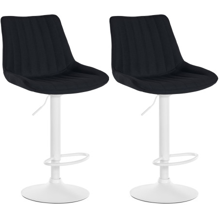 Ensemble de 2 tabourets de bar Toni, tissu blanc noir