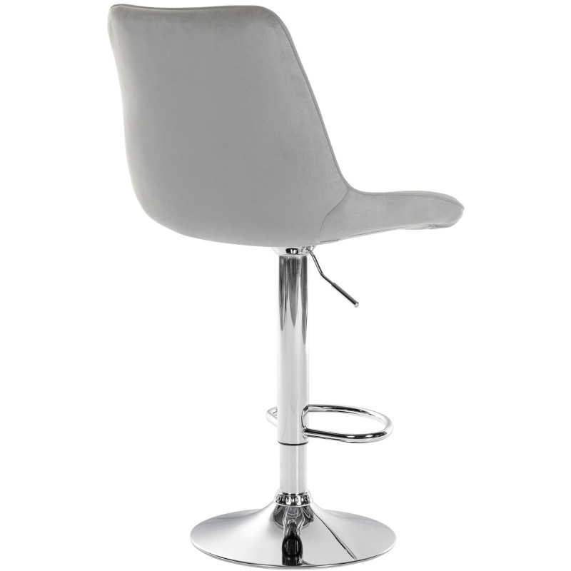 Ensemble de 2 tabourets de bar Toni en velours, gris chromé