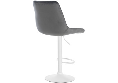 Ensemble de 2 tabourets de bar Toni en velours, blanc/gris foncé