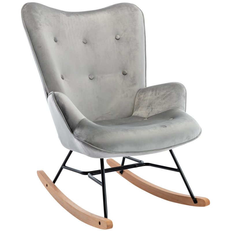Fauteuil à bascule Sanka, velours gris