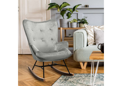 Silla Mecedora Sanka En Terciopelo Gris