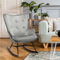 Fauteuil à bascule Sanka, velours gris