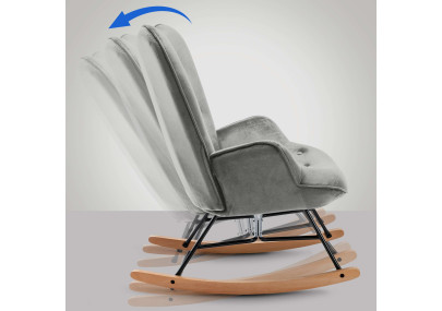 Silla Mecedora Sanka En Terciopelo Gris