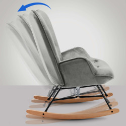 Fauteuil à bascule Sanka, velours gris
