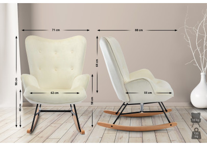Silla Mecedora Sanka En Terciopelo Crema