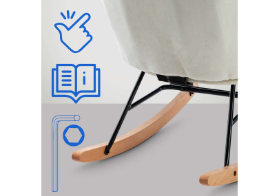 Fauteuil à bascule Sanka, velours, crème