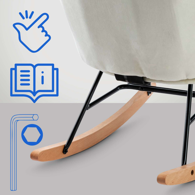 Silla Mecedora Sanka En Terciopelo Crema