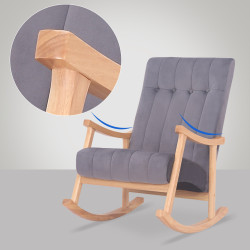 Fauteuil à bascule Saltillo, velours, naturel/gris