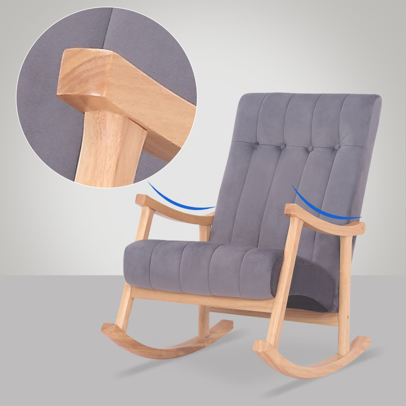 Fauteuil à bascule Saltillo, velours, naturel/gris