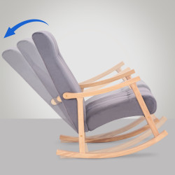 Fauteuil à bascule Saltillo, velours, naturel/gris