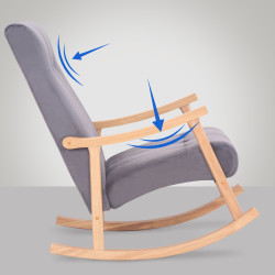 Silla mecedora Saltillo en terciopelo Natural/gris