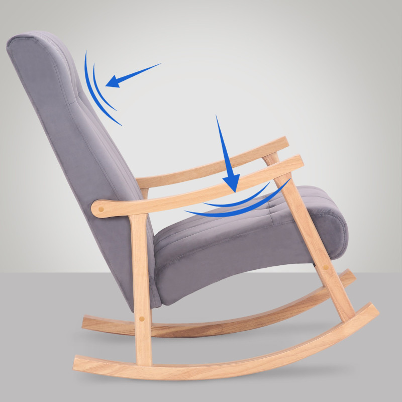 Silla mecedora Saltillo en terciopelo Natural/gris