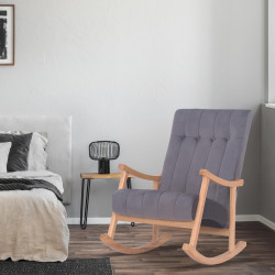 Fauteuil à bascule Saltillo, velours, naturel/gris