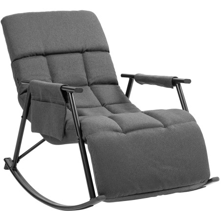 Fauteuil à bascule Cathy, tissu gris foncé