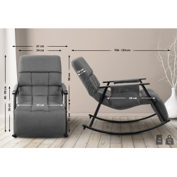 Fauteuil à bascule Cathy, tissu gris foncé