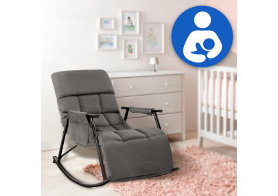 Fauteuil à bascule Cathy, tissu gris foncé