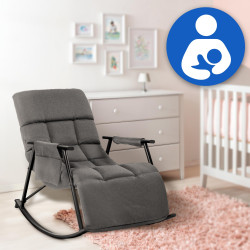 Fauteuil à bascule Cathy, tissu gris foncé