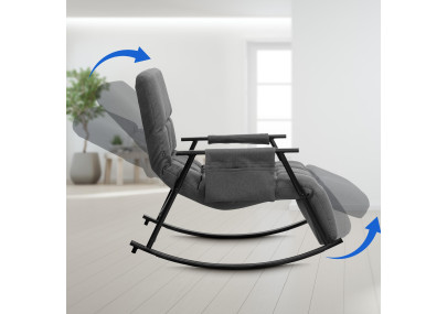 Fauteuil à bascule Cathy, tissu gris foncé