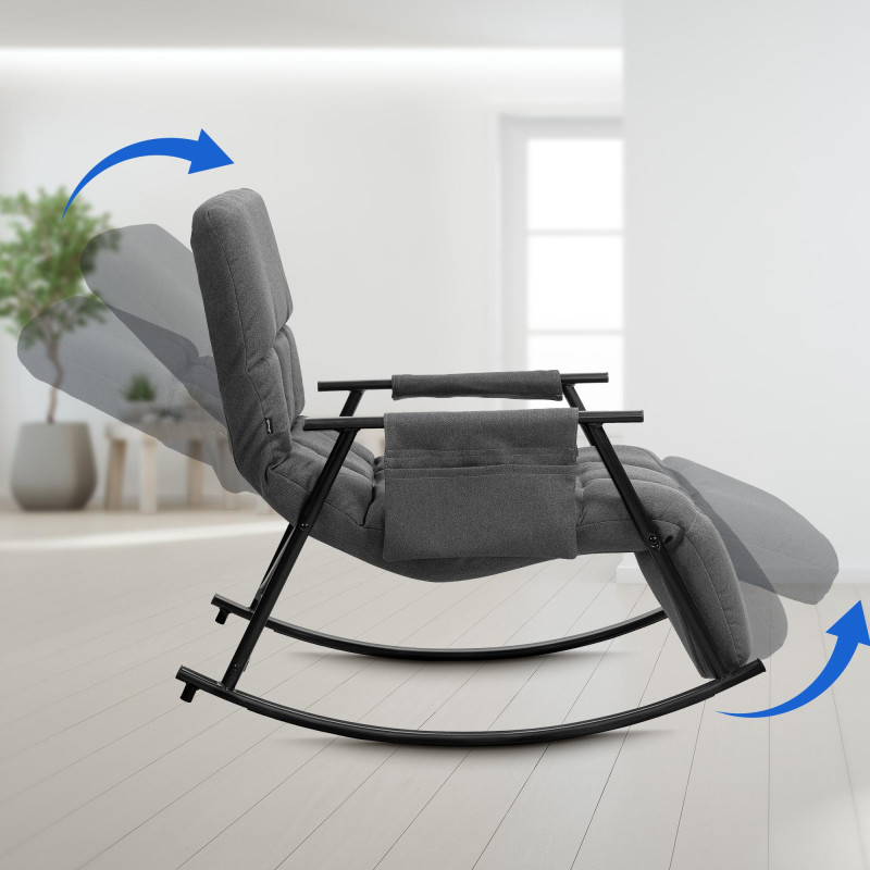 Fauteuil à bascule Cathy, tissu gris foncé