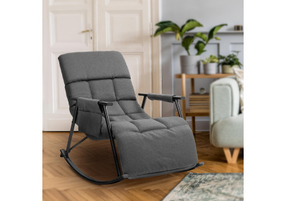 Fauteuil à bascule Cathy, tissu gris foncé