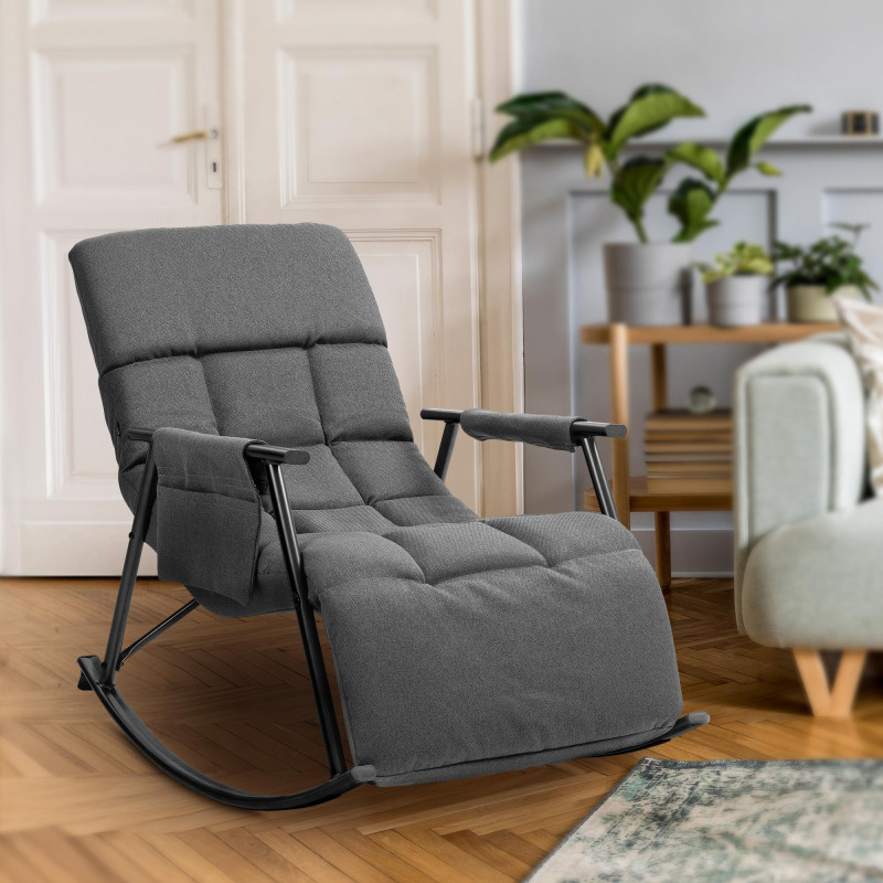 Fauteuil à bascule Cathy, tissu gris foncé
