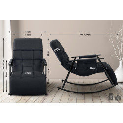 Silla mecedora de tela Cathy negra