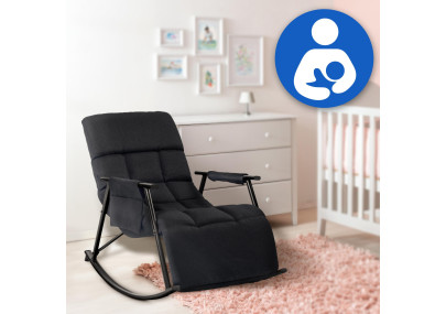 Silla mecedora de tela Cathy negra