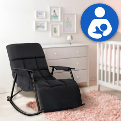 Fauteuil à bascule Cathy, tissu noir