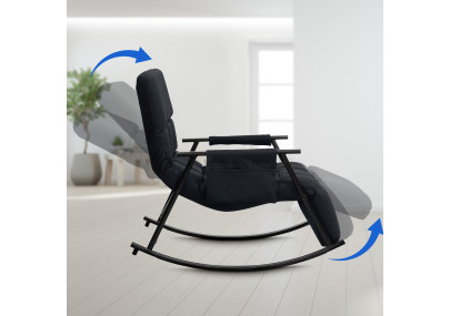 Fauteuil à bascule Cathy, tissu noir