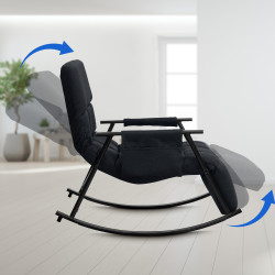 Fauteuil à bascule Cathy, tissu noir