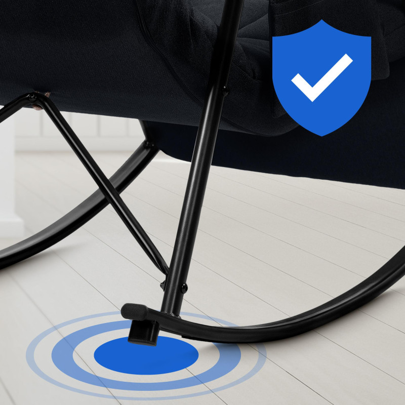 Sedia a dondolo in tessuto Cathy nera