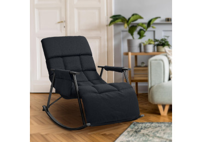 Fauteuil à bascule Cathy, tissu noir