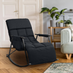 Fauteuil à bascule Cathy, tissu noir