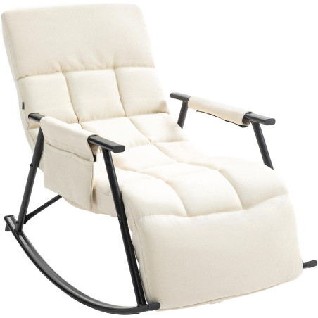 Fauteuil à bascule Cathy, tissu crème